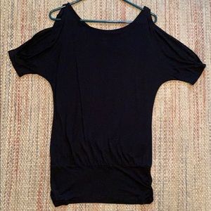 Black Mossimo Loose Blouse with Shoulder Cutouts